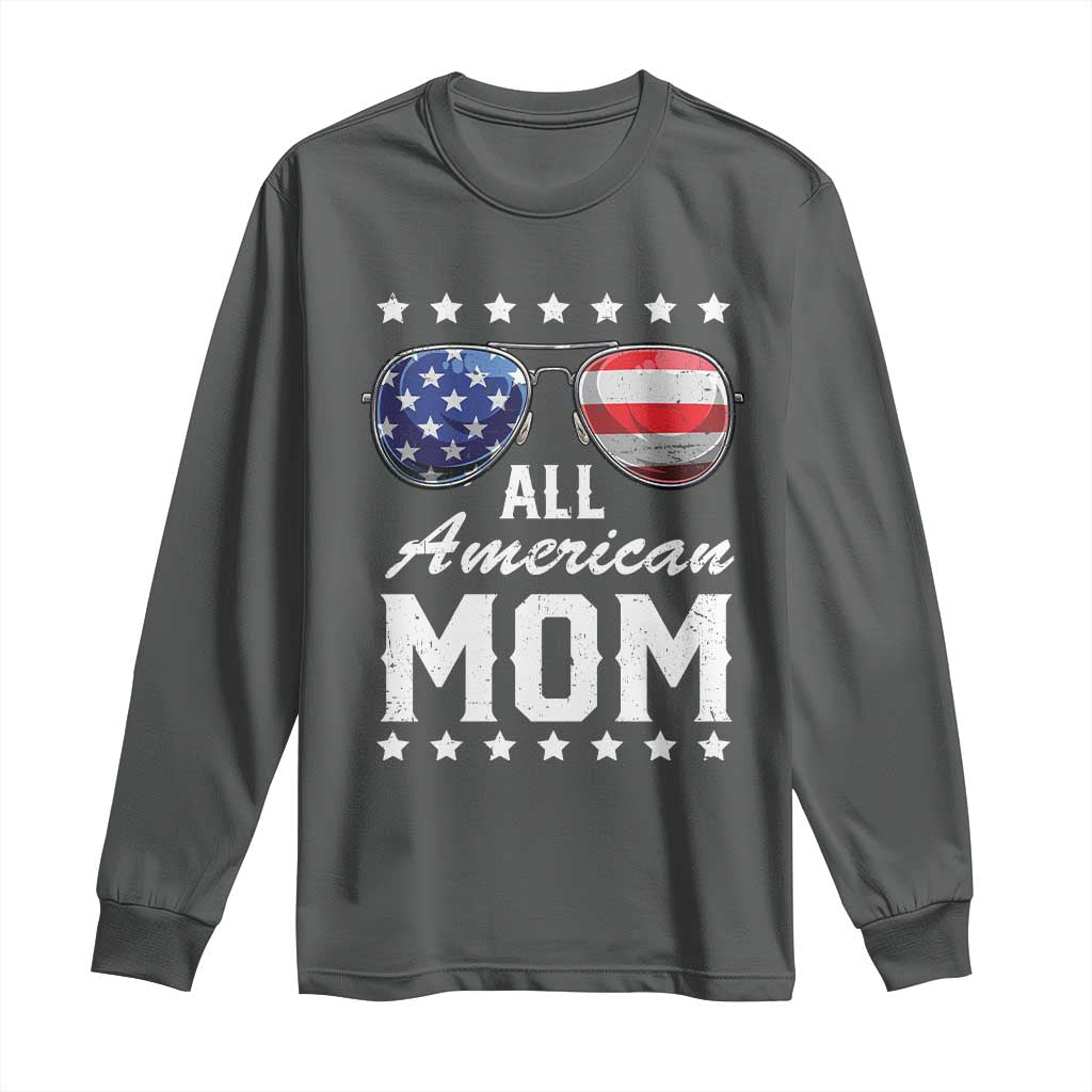 Funny All American Mom 4th Of July Long Sleeve Shirt Family Matching Sunglasses - Wonder Print Shop
