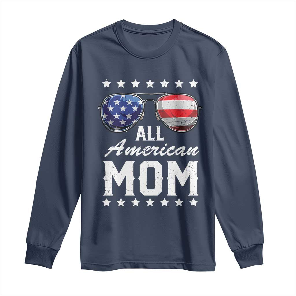 Funny All American Mom 4th Of July Long Sleeve Shirt Family Matching Sunglasses - Wonder Print Shop