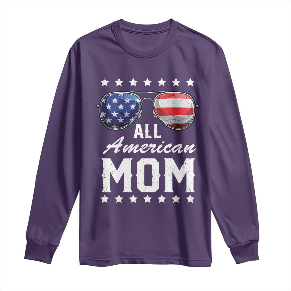 Funny All American Mom 4th Of July Long Sleeve Shirt Family Matching Sunglasses - Wonder Print Shop