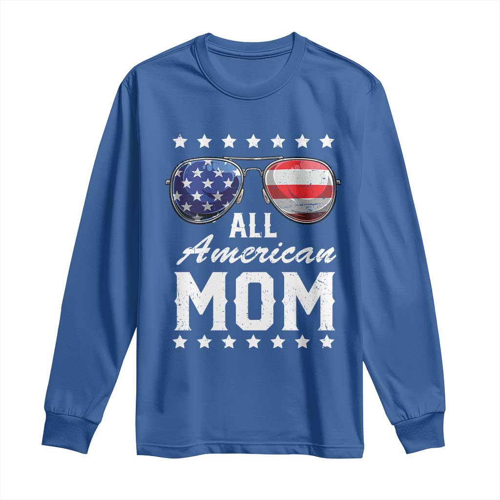 Funny All American Mom 4th Of July Long Sleeve Shirt Family Matching Sunglasses - Wonder Print Shop
