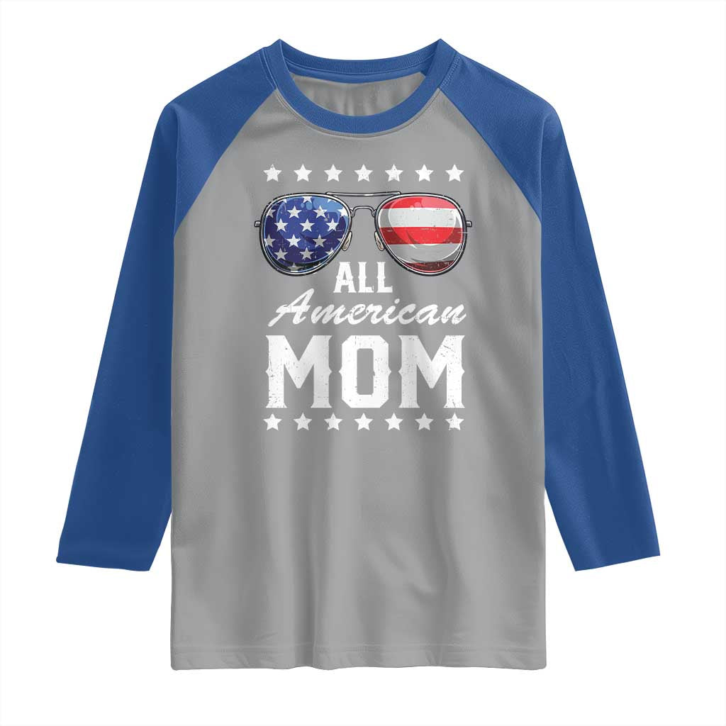 Funny All American Mom 4th Of July Raglan Shirt Family Matching Sunglasses - Wonder Print Shop