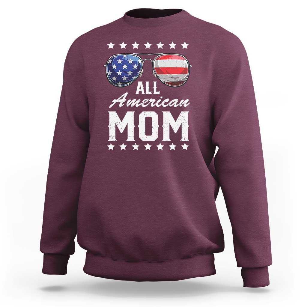 Funny All American Mom 4th Of July Sweatshirt Family Matching Sunglasses - Wonder Print Shop
