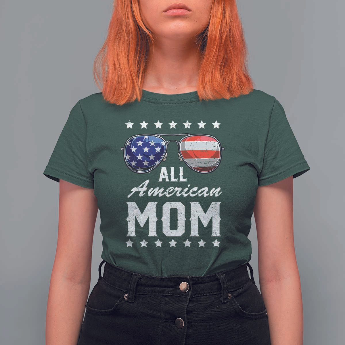 Funny All American Mom 4th Of July T Shirt For Women Family Matching Sunglasses - Wonder Print Shop