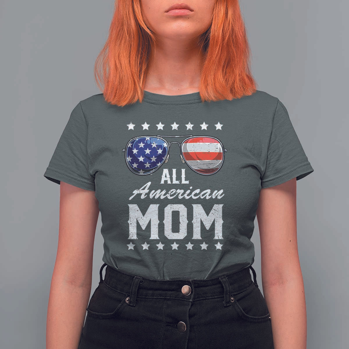 Funny All American Mom 4th Of July T Shirt For Women Family Matching Sunglasses - Wonder Print Shop