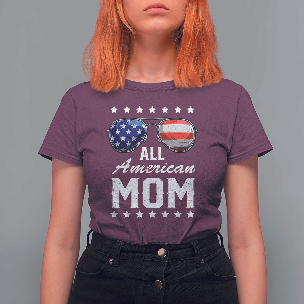 Funny All American Mom 4th Of July T Shirt For Women Family Matching Sunglasses - Wonder Print Shop