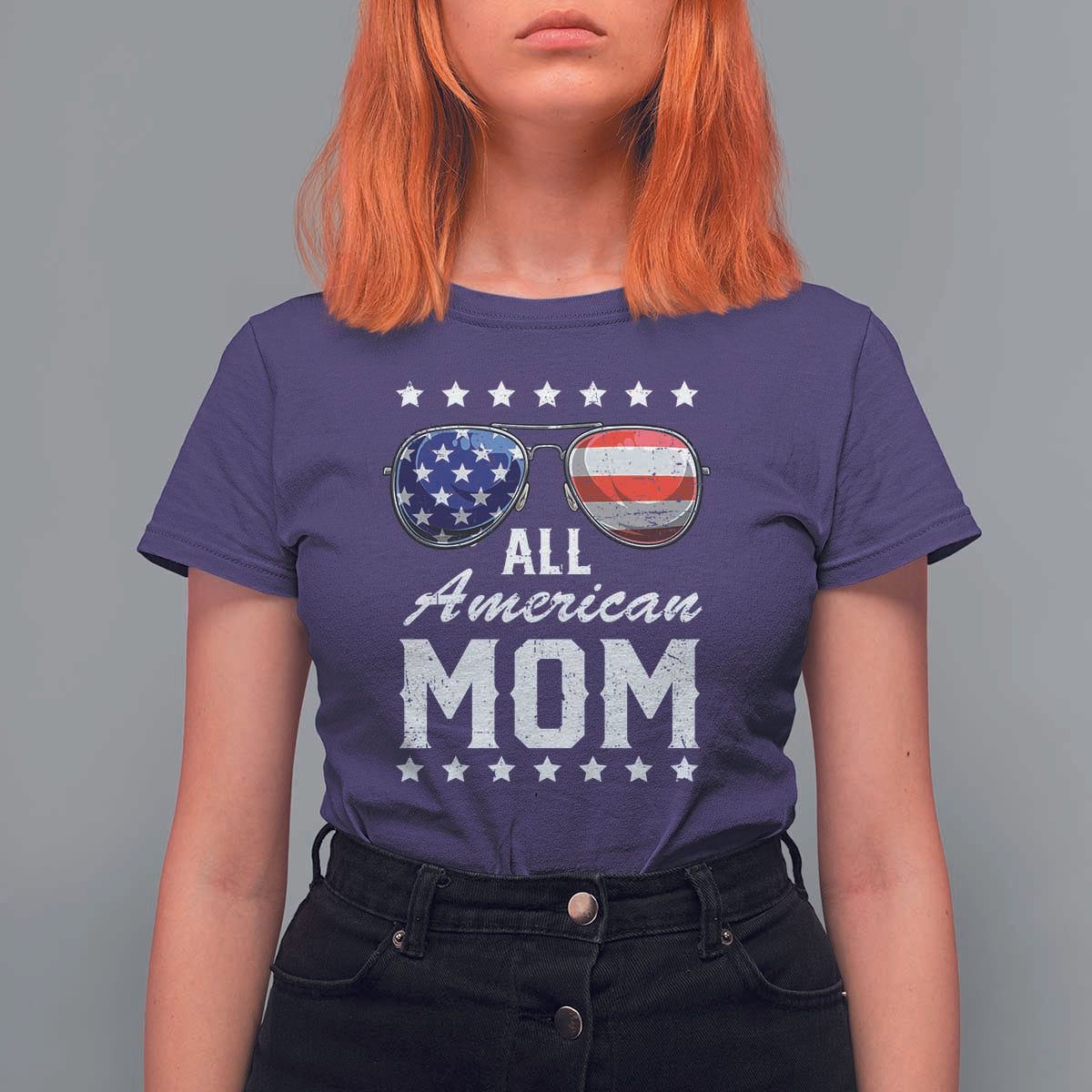Funny All American Mom 4th Of July T Shirt For Women Family Matching Sunglasses - Wonder Print Shop