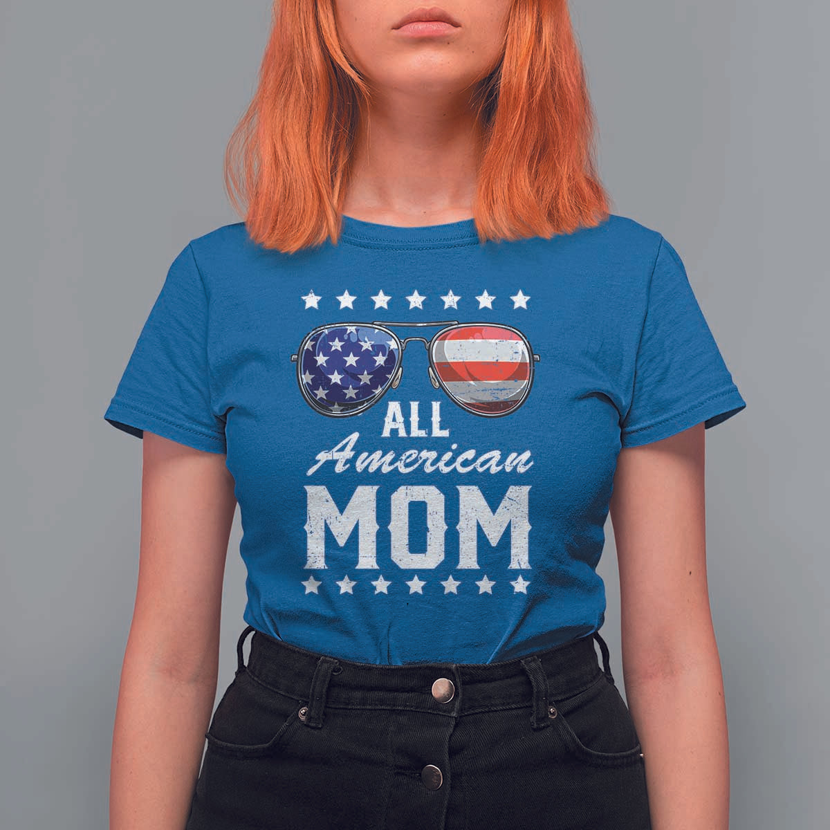 Funny All American Mom 4th Of July T Shirt For Women Family Matching Sunglasses - Wonder Print Shop