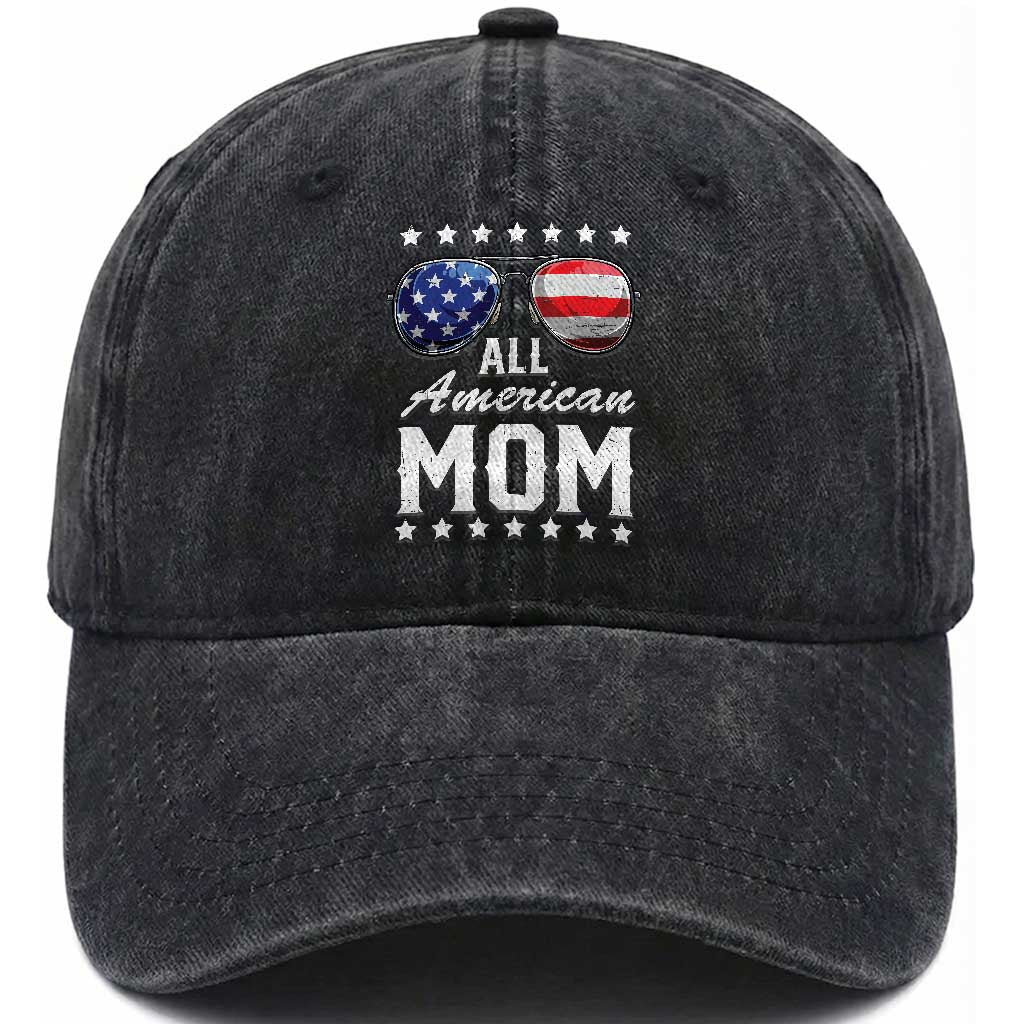 Funny All American Mom 4th Of July Washed Cotton Baseball Cap Family Matching Sunglasses TS11