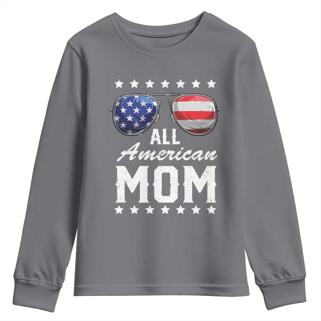 Funny All American Mom 4th Of July Youth Sweatshirt Family Matching Sunglasses - Wonder Print Shop