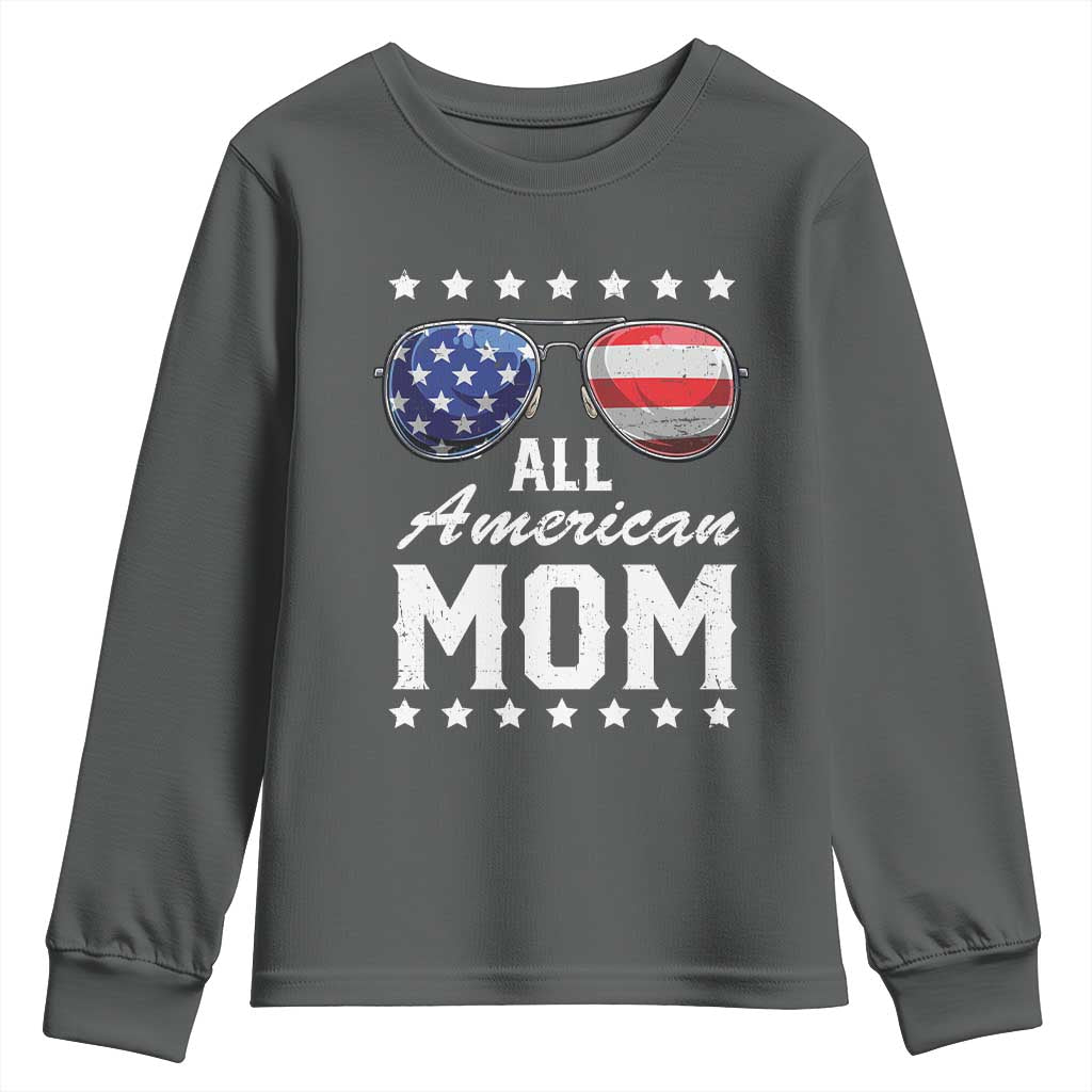 Funny All American Mom 4th Of July Youth Sweatshirt Family Matching Sunglasses - Wonder Print Shop