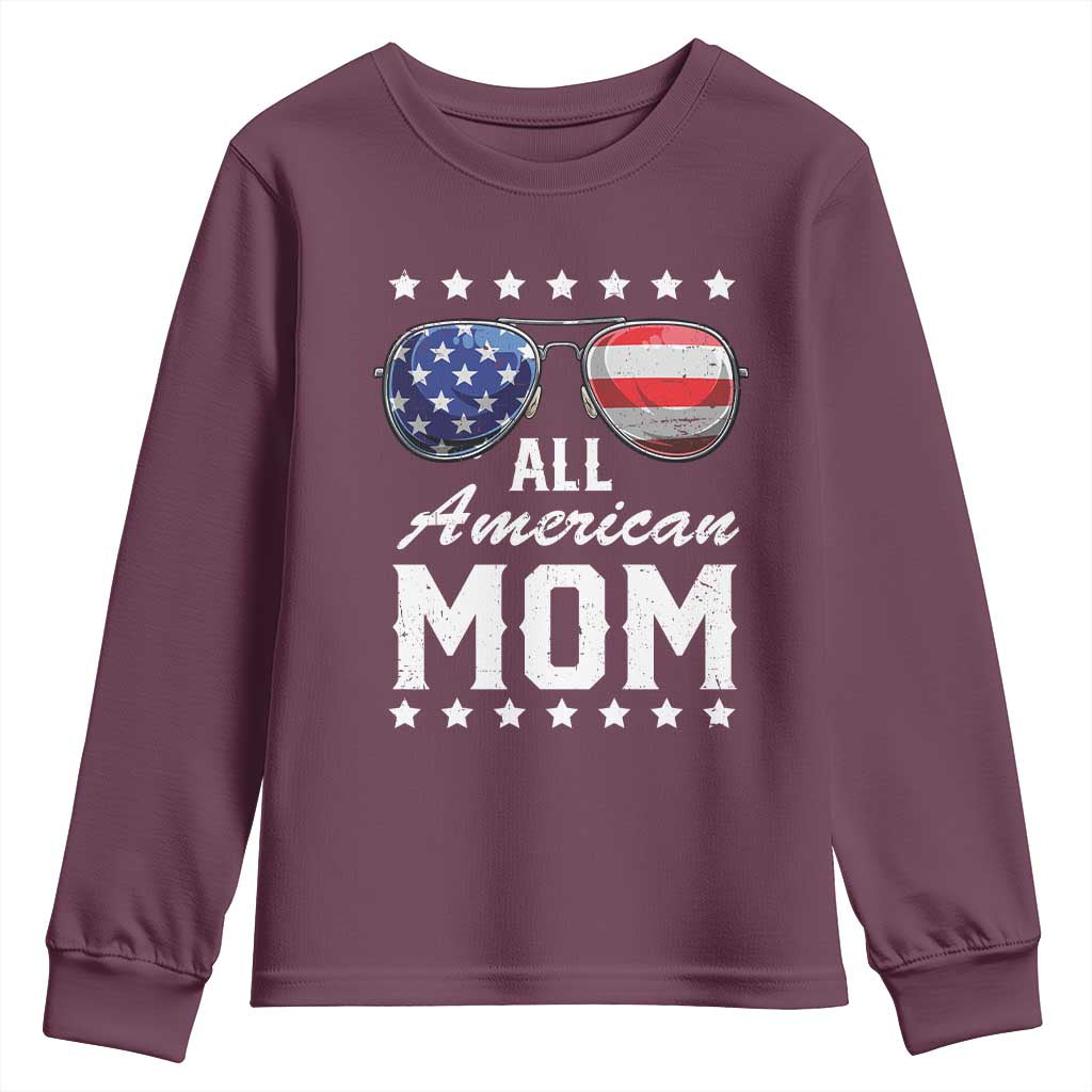 Funny All American Mom 4th Of July Youth Sweatshirt Family Matching Sunglasses - Wonder Print Shop