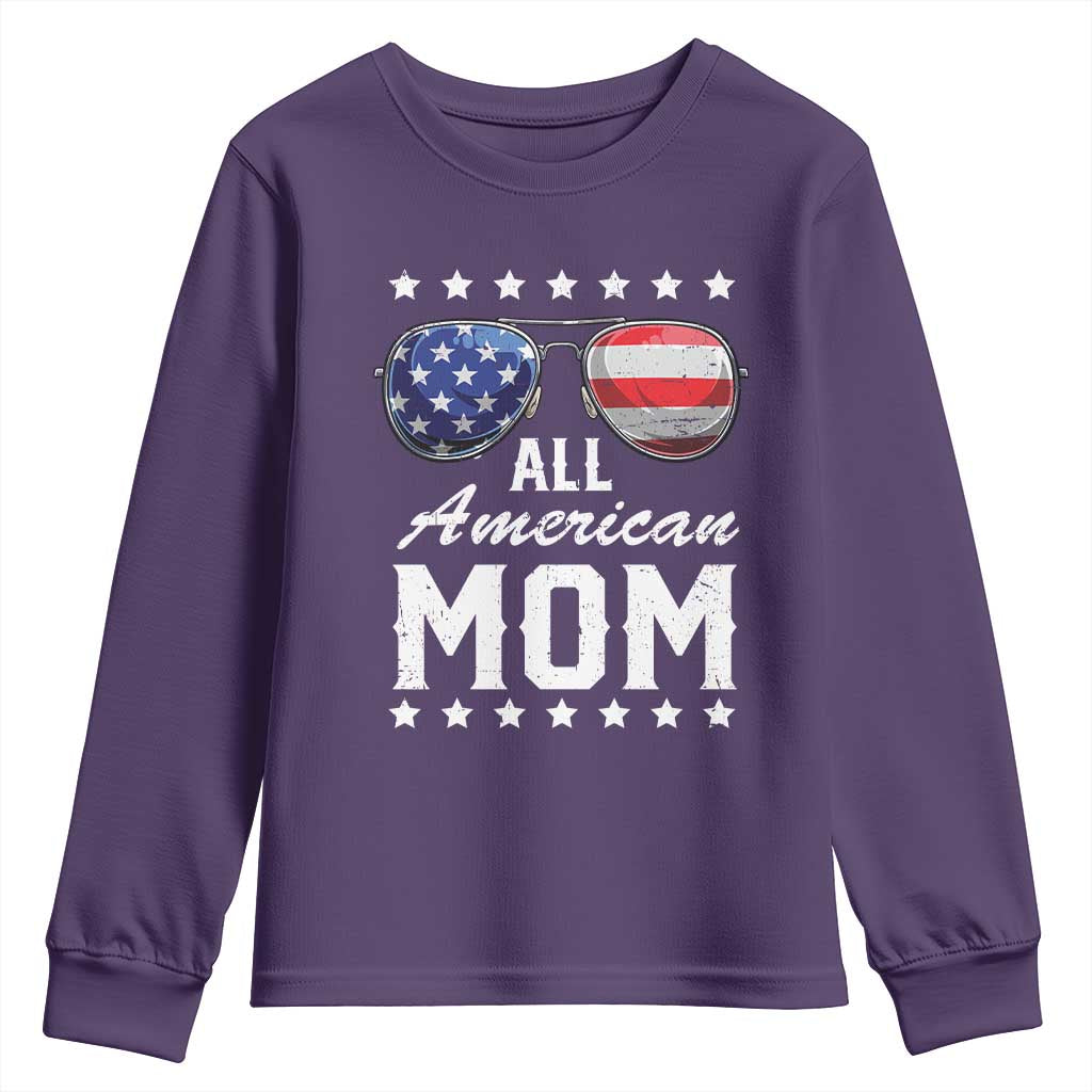 Funny All American Mom 4th Of July Youth Sweatshirt Family Matching Sunglasses - Wonder Print Shop