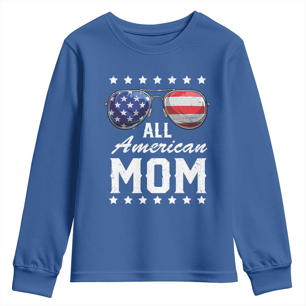 Funny All American Mom 4th Of July Youth Sweatshirt Family Matching Sunglasses - Wonder Print Shop