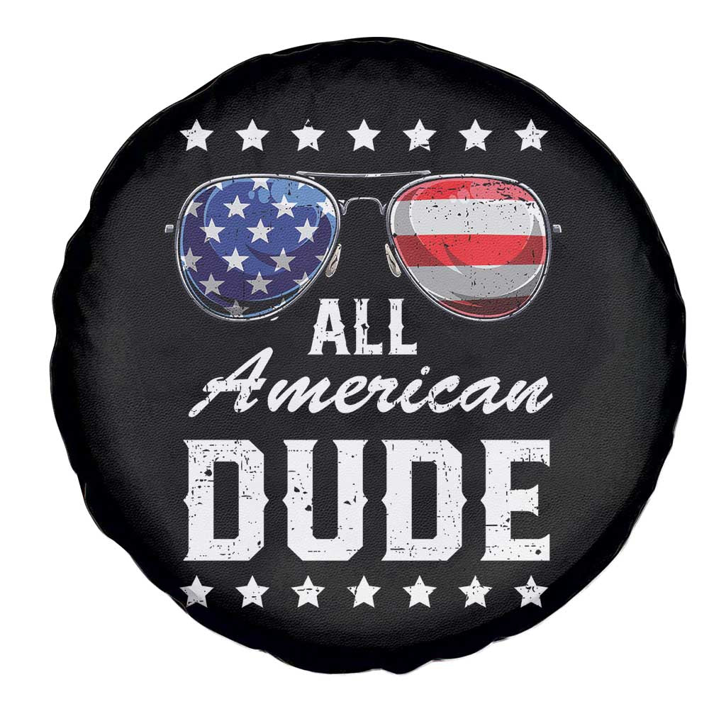 Funny All American Dude 4th Of July Spare Tire Cover Family Matching Sunglasses - Wonder Print Shop