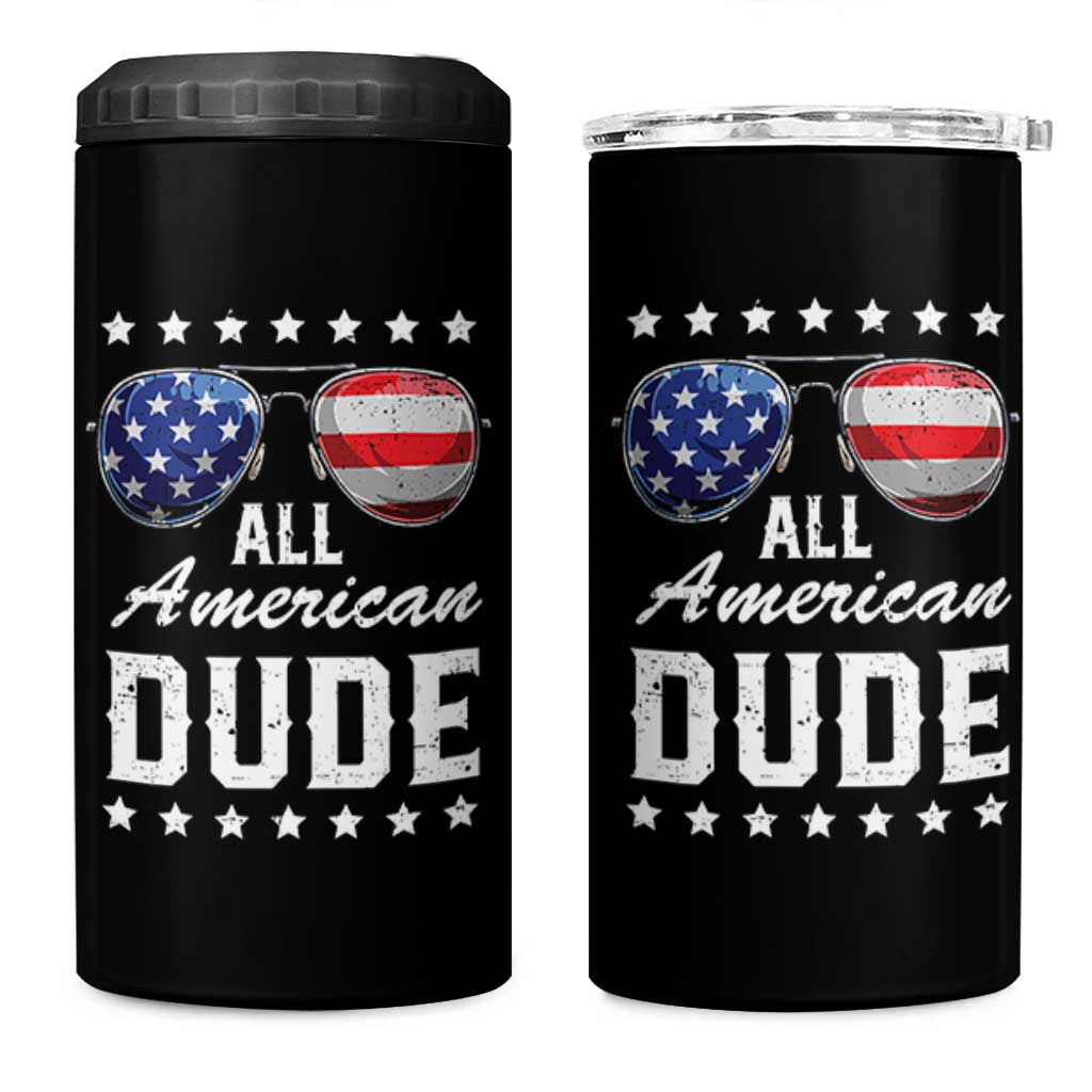 Funny All American Dude 4th Of July 4 in 1 Can Cooler Tumbler Family Matching Sunglasses - Wonder Print Shop