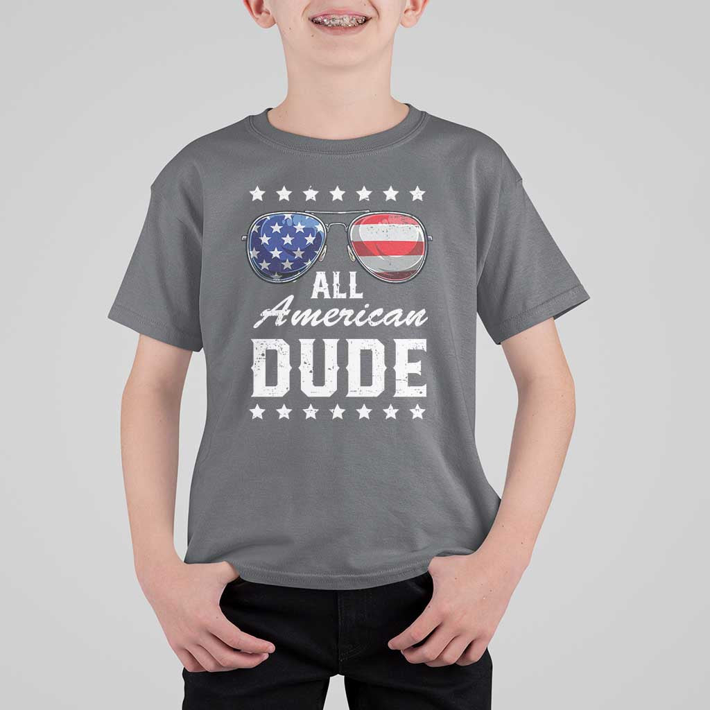 Funny All American Dude 4th Of July T Shirt For Kid Family Matching Sunglasses - Wonder Print Shop