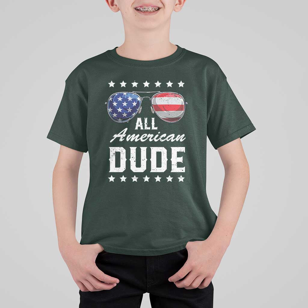 Funny All American Dude 4th Of July T Shirt For Kid Family Matching Sunglasses - Wonder Print Shop