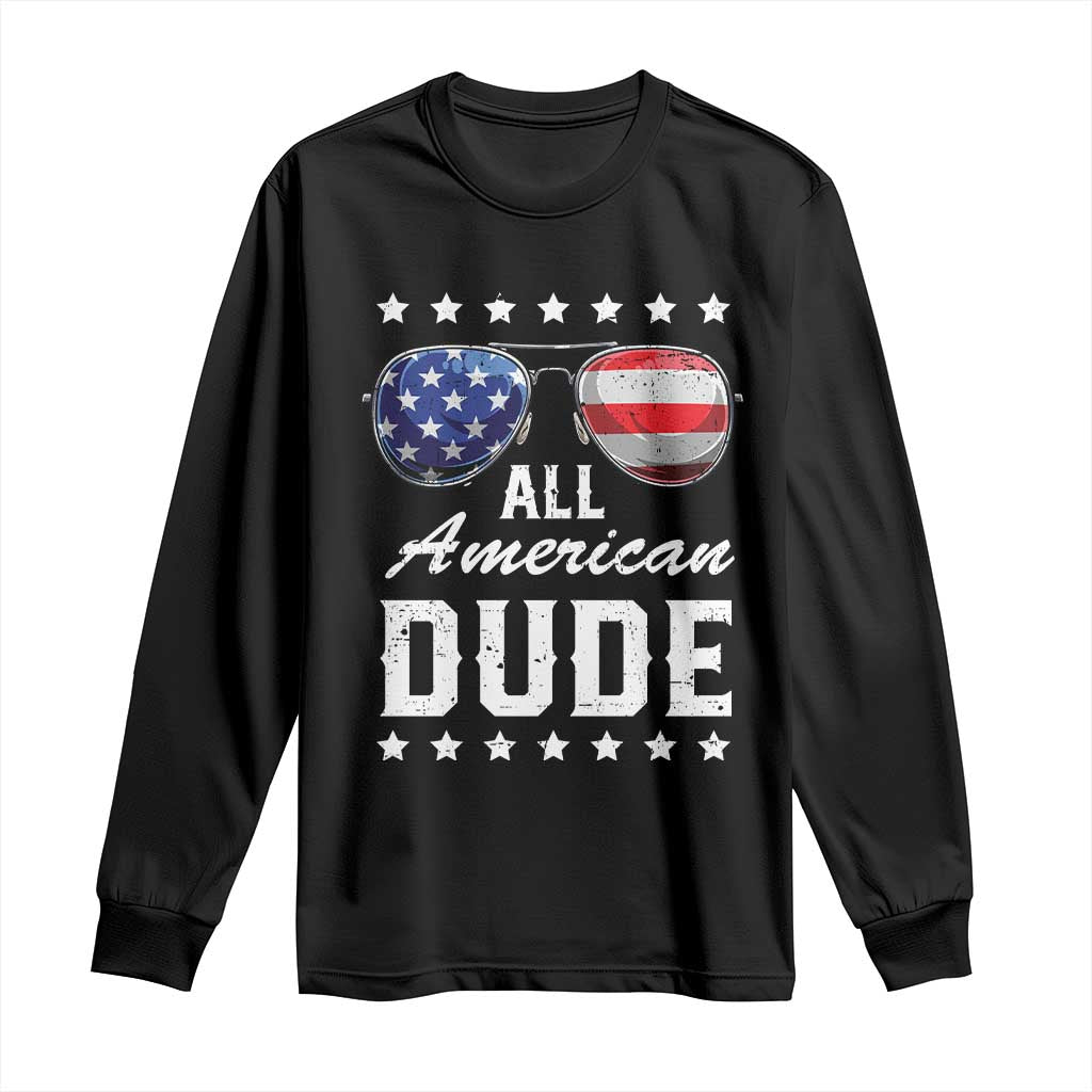 Funny All American Dude 4th Of July Long Sleeve Shirt Family Matching Sunglasses - Wonder Print Shop