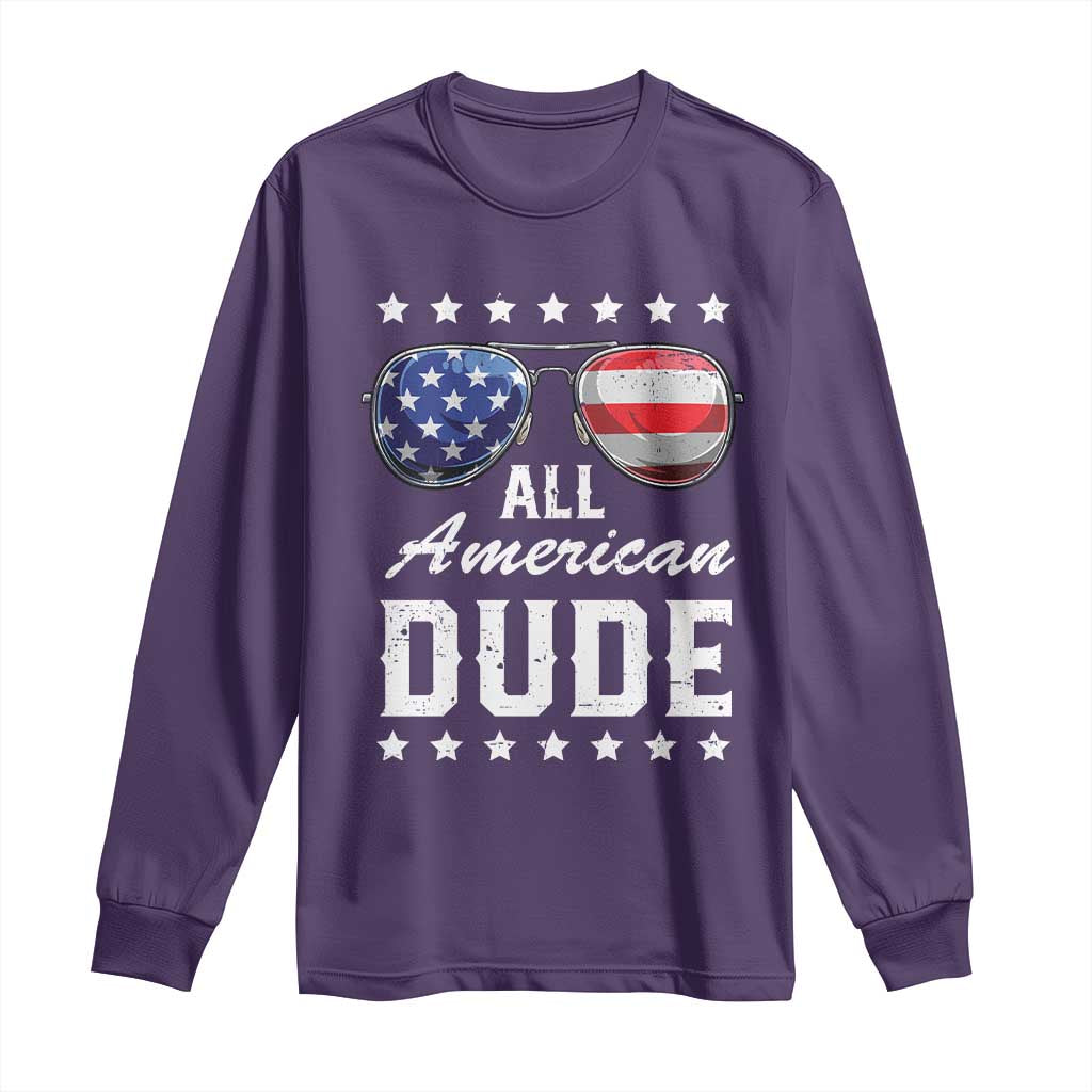 Funny All American Dude 4th Of July Long Sleeve Shirt Family Matching Sunglasses - Wonder Print Shop