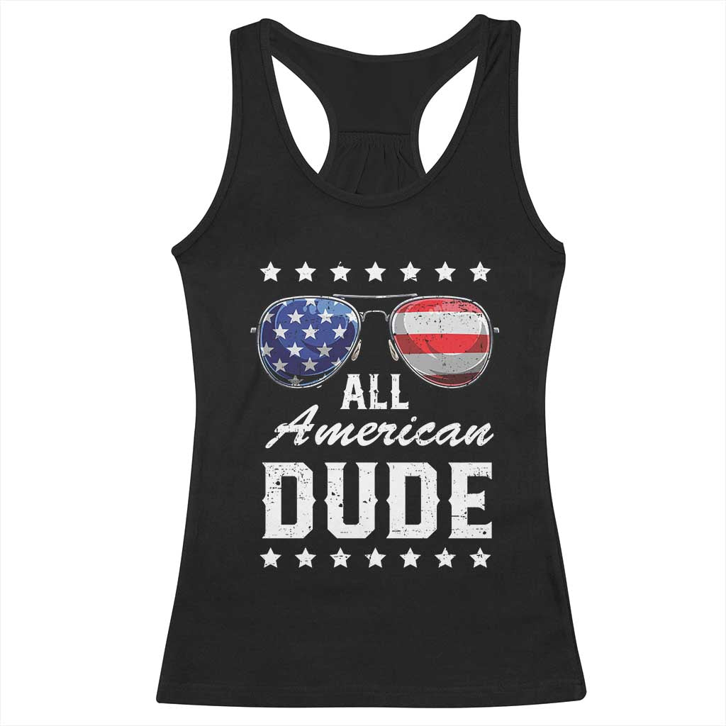 Funny All American Dude 4th Of July Racerback Tank Top Family Matching Sunglasses - Wonder Print Shop