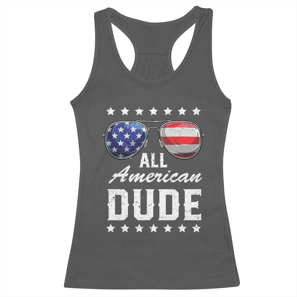 Funny All American Dude 4th Of July Racerback Tank Top Family Matching Sunglasses - Wonder Print Shop