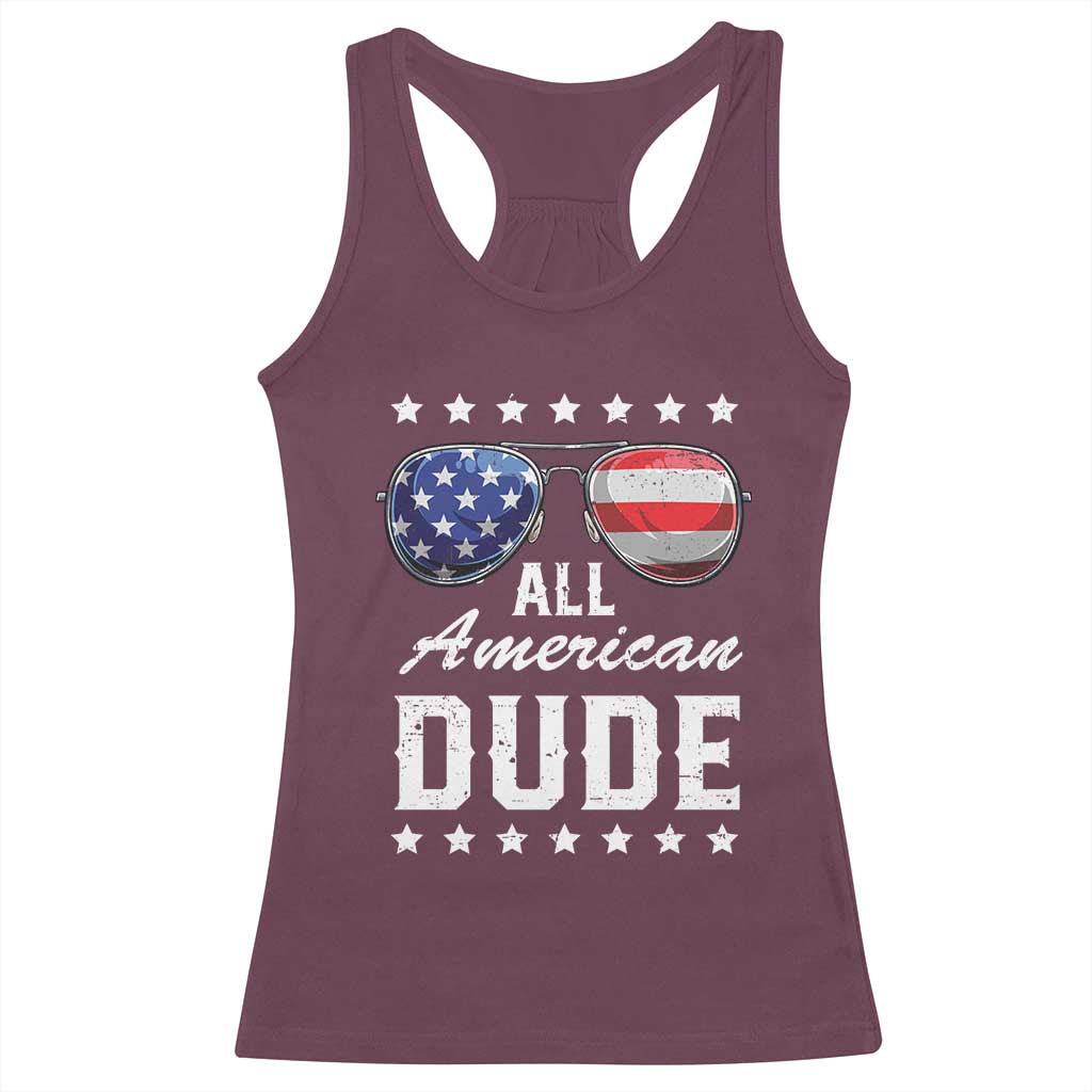 Funny All American Dude 4th Of July Racerback Tank Top Family Matching Sunglasses - Wonder Print Shop