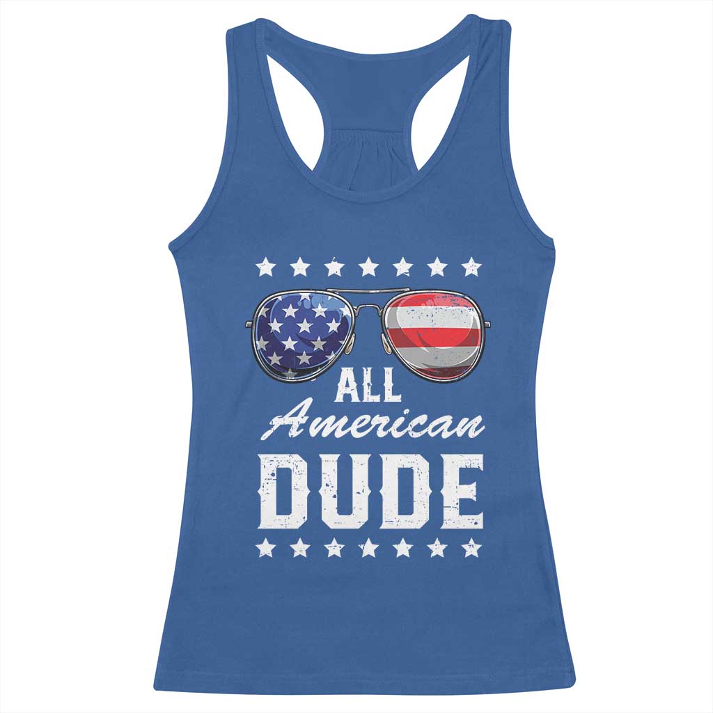 Funny All American Dude 4th Of July Racerback Tank Top Family Matching Sunglasses - Wonder Print Shop