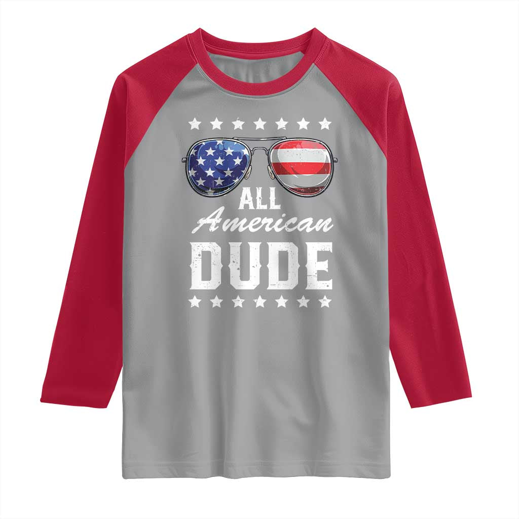 Funny All American Dude 4th Of July Raglan Shirt Family Matching Sunglasses - Wonder Print Shop
