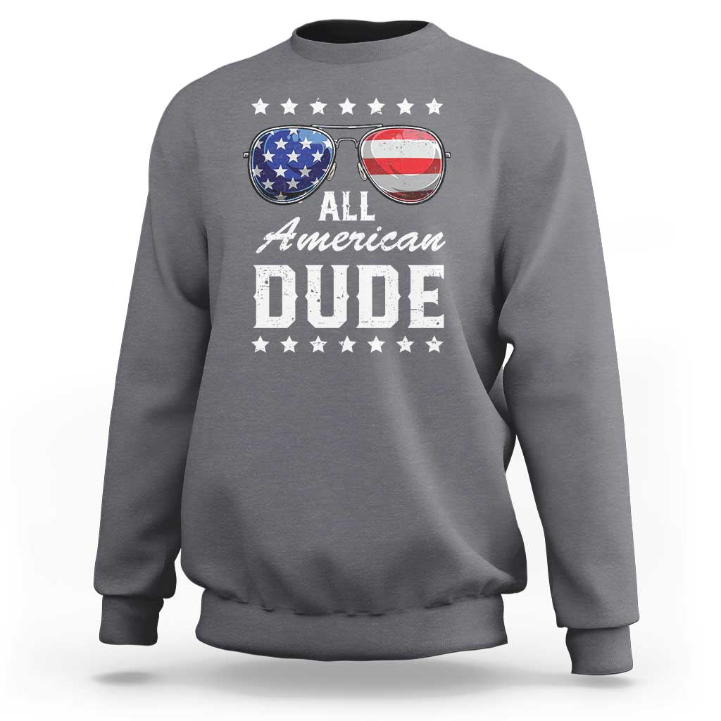 Funny All American Dude 4th Of July Sweatshirt Family Matching Sunglasses - Wonder Print Shop