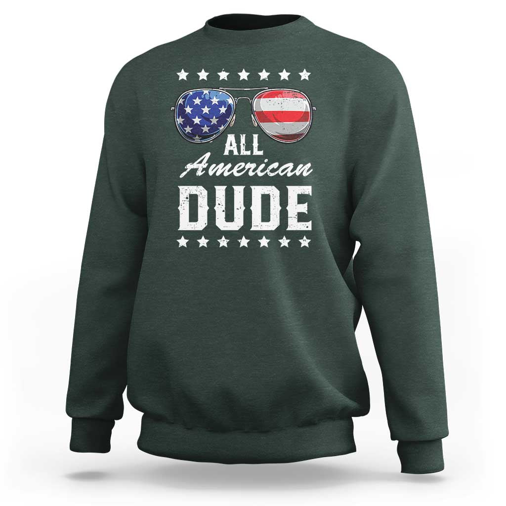 Funny All American Dude 4th Of July Sweatshirt Family Matching Sunglasses - Wonder Print Shop