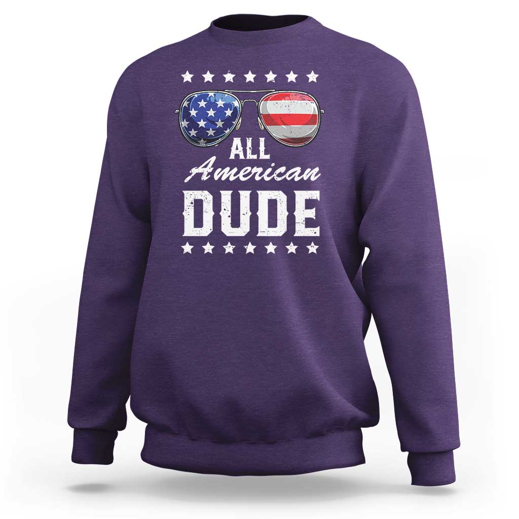 Funny All American Dude 4th Of July Sweatshirt Family Matching Sunglasses - Wonder Print Shop