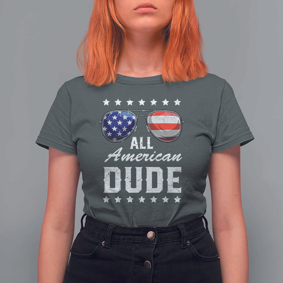Funny All American Dude 4th Of July T Shirt For Women Family Matching Sunglasses - Wonder Print Shop