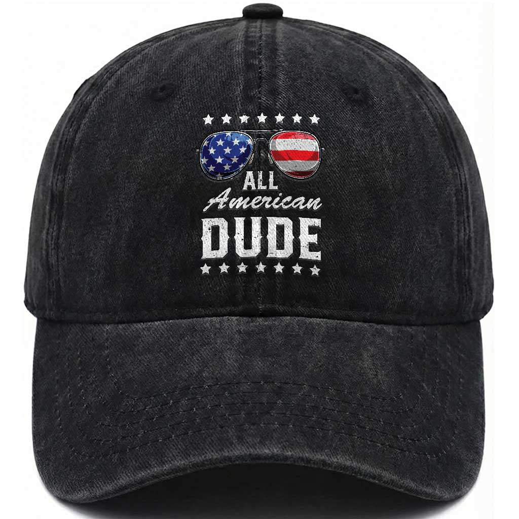 Funny All American Dude 4th Of July Washed Cotton Baseball Cap Family Matching Sunglasses