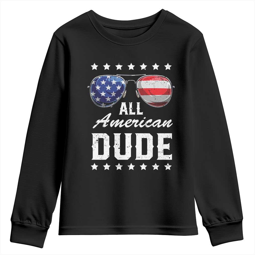 Funny All American Dude 4th Of July Youth Sweatshirt Family Matching Sunglasses - Wonder Print Shop