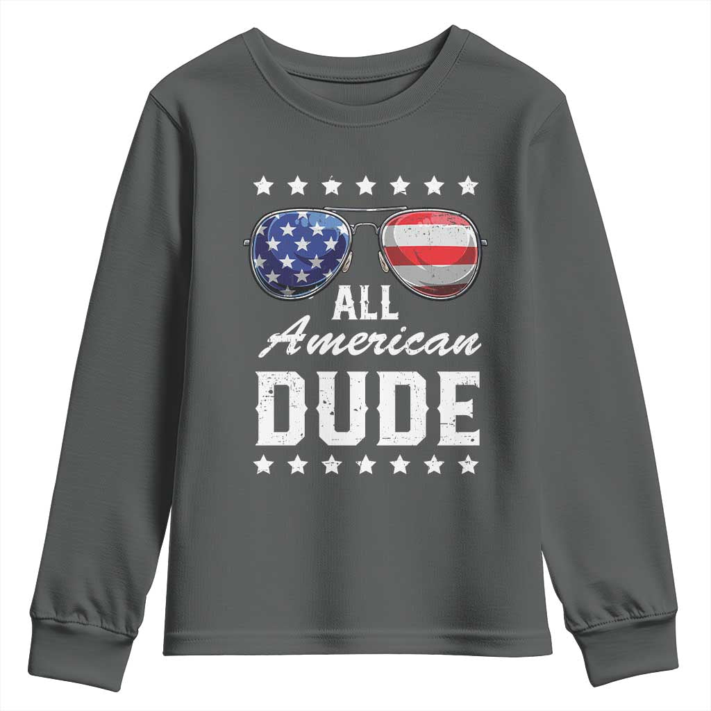 Funny All American Dude 4th Of July Youth Sweatshirt Family Matching Sunglasses - Wonder Print Shop