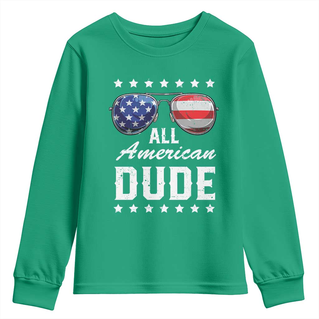 Funny All American Dude 4th Of July Youth Sweatshirt Family Matching Sunglasses - Wonder Print Shop