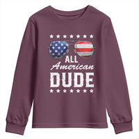 Funny All American Dude 4th Of July Youth Sweatshirt Family Matching Sunglasses - Wonder Print Shop