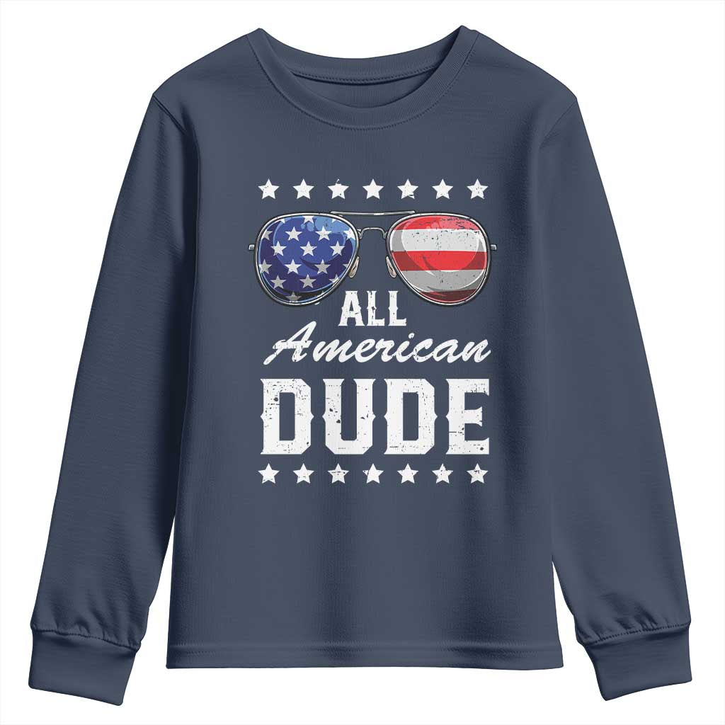 Funny All American Dude 4th Of July Youth Sweatshirt Family Matching Sunglasses - Wonder Print Shop