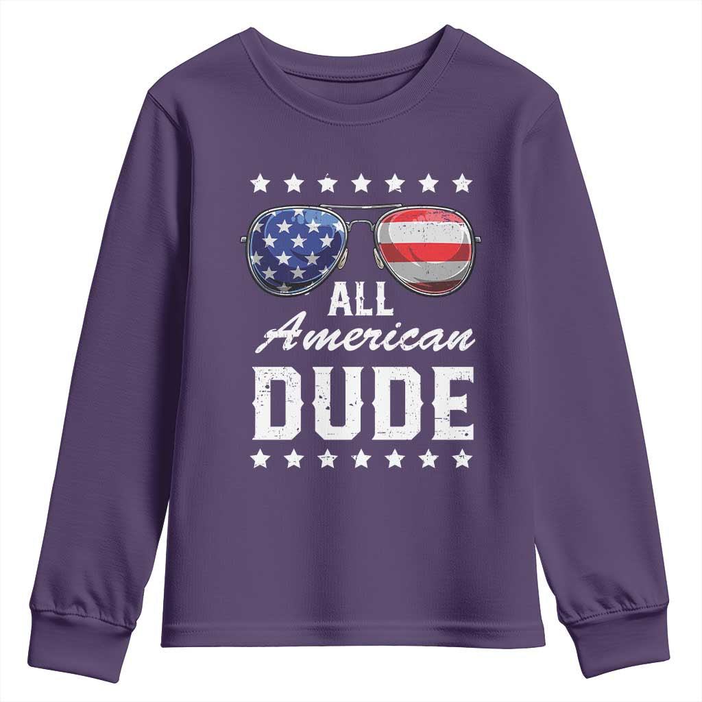 Funny All American Dude 4th Of July Youth Sweatshirt Family Matching Sunglasses - Wonder Print Shop