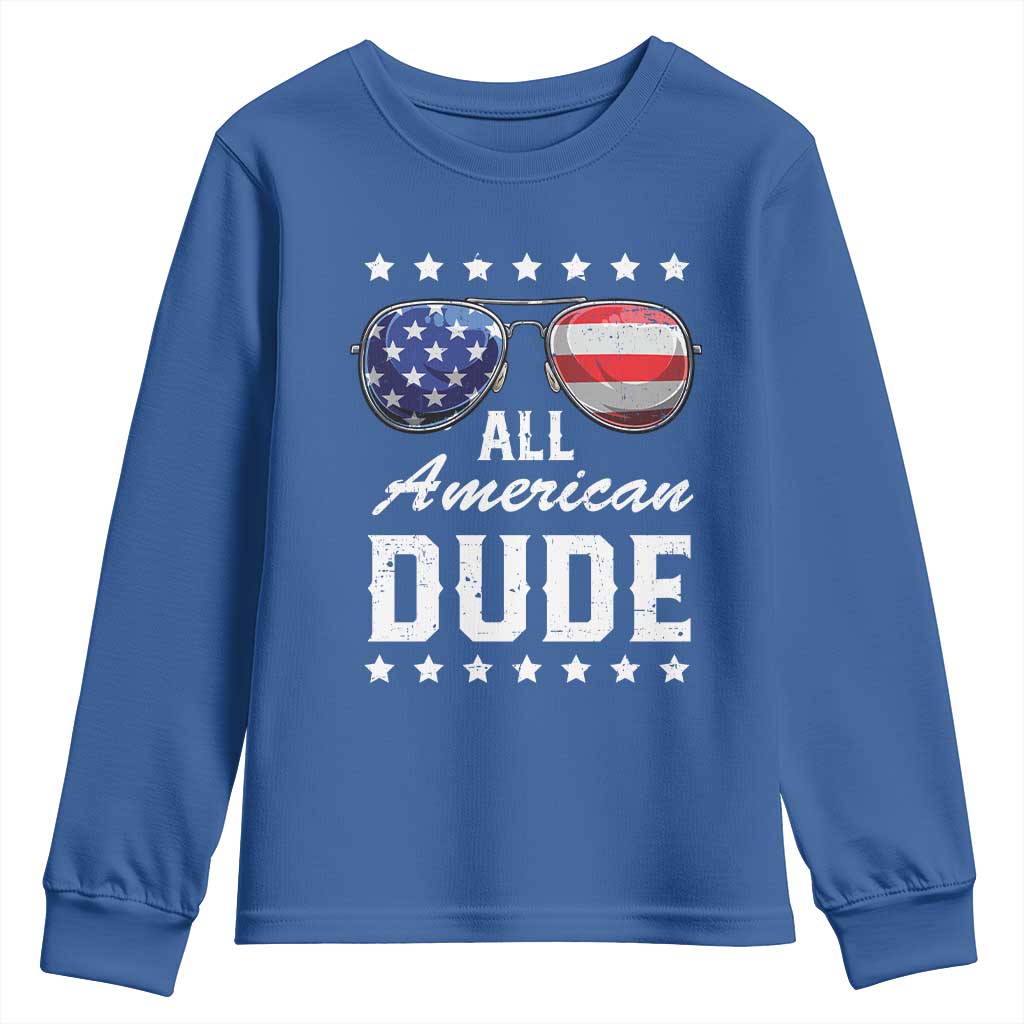 Funny All American Dude 4th Of July Youth Sweatshirt Family Matching Sunglasses - Wonder Print Shop