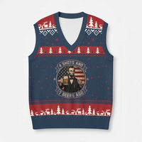 Abraham Lincoln 4 Shots and 7 Beers Ago Beer Drinking V-Neck Knit Sweater Vest