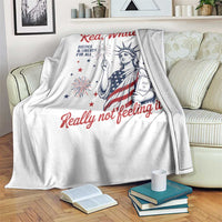 Red White and Not Really Feeling It Throw Blanket 4th of July Feminist Statue Of Liberty