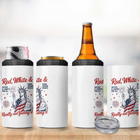 Red White and Not Really Feeling It 4 in 1 Can Cooler Tumbler 4th of July Feminist Statue Of Liberty