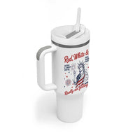 Red White and Not Really Feeling It Tumbler With Handle 4th of July Feminist Statue Of Liberty
