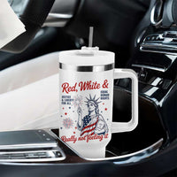 Red White and Not Really Feeling It Tumbler With Handle 4th of July Feminist Statue Of Liberty