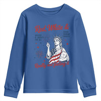 Red White and Not Really Feeling It Youth Sweatshirt 4th of July Feminist Statue Of Liberty