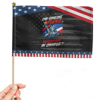Can Someone Please Just Put A Woman in Charge Patriotic Handheld Flag 4th of July Feminist