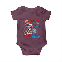 Just Here For The Fireworks Not The Fascism Baby Onesie Funny Skeleton 4th of July