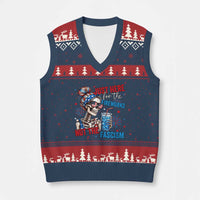 Just Here For The Fireworks Not The Fascism V-Neck Knit Sweater Vest Funny Skeleton 4th of July