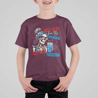 Just Here For The Fireworks Not The Fascism T Shirt For Kid Funny Skeleton 4th of July